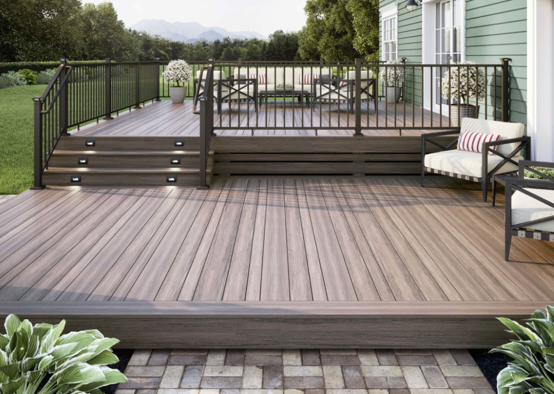 Custom multi-level deck designed and installed by TLD Turlock Deck Builder